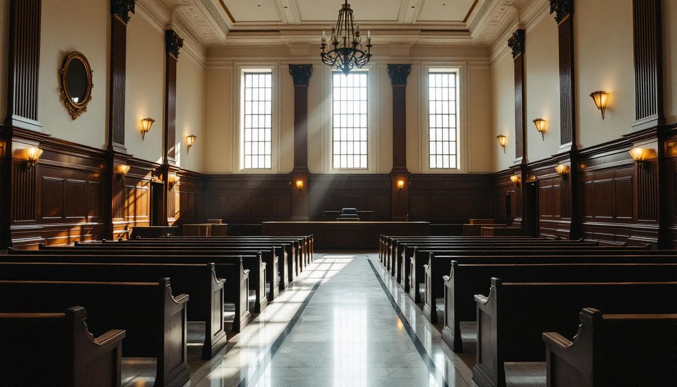 NYC courtroom interior — civil litigation